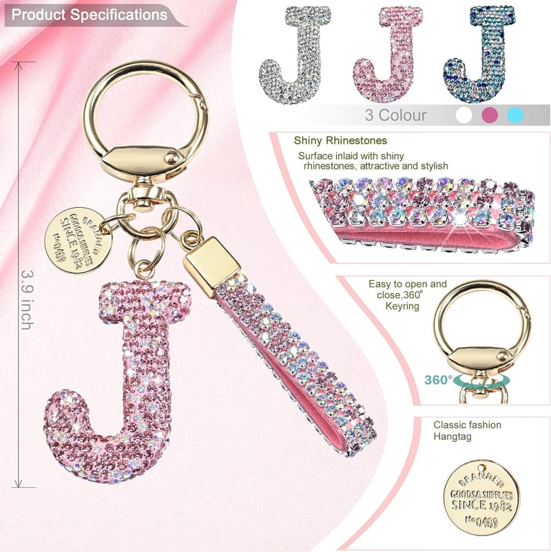 Personalized Initial Keychain for Women – Sparkly Bling Accessory