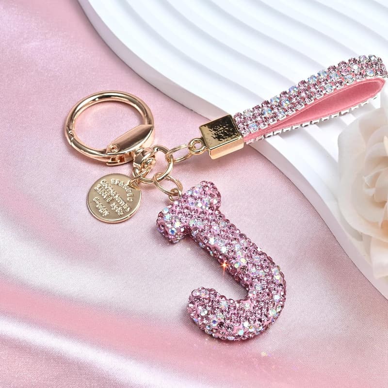 Personalized Initial Keychain for Women – Sparkly Bling Accessory
