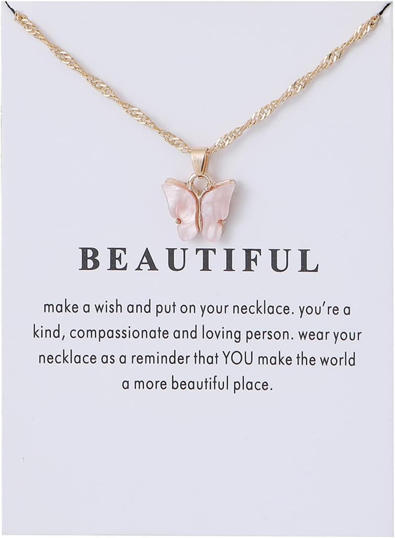 Bohemian Colorful Acrylic Butterfly Necklace for Women