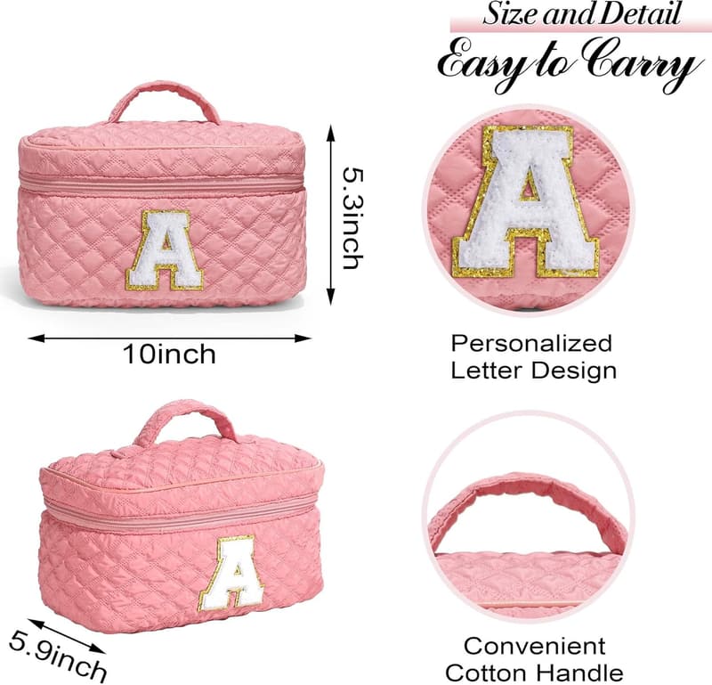 Personalized Pink Makeup Bag - Mother's Day Gift for Women & Teens
