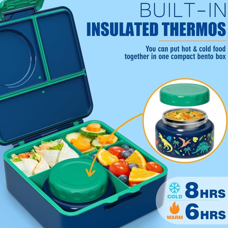 Kids' Bento Box with Thermos – 60oz Leakproof Container