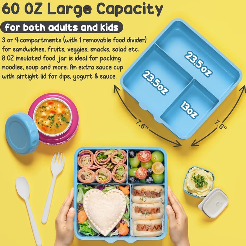 Kids' Bento Box with Insulated Food Jar and Utensils, BPA-Free