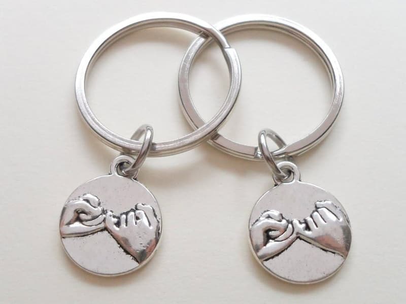 Couples' Double Pinky Promise Charm Keychains