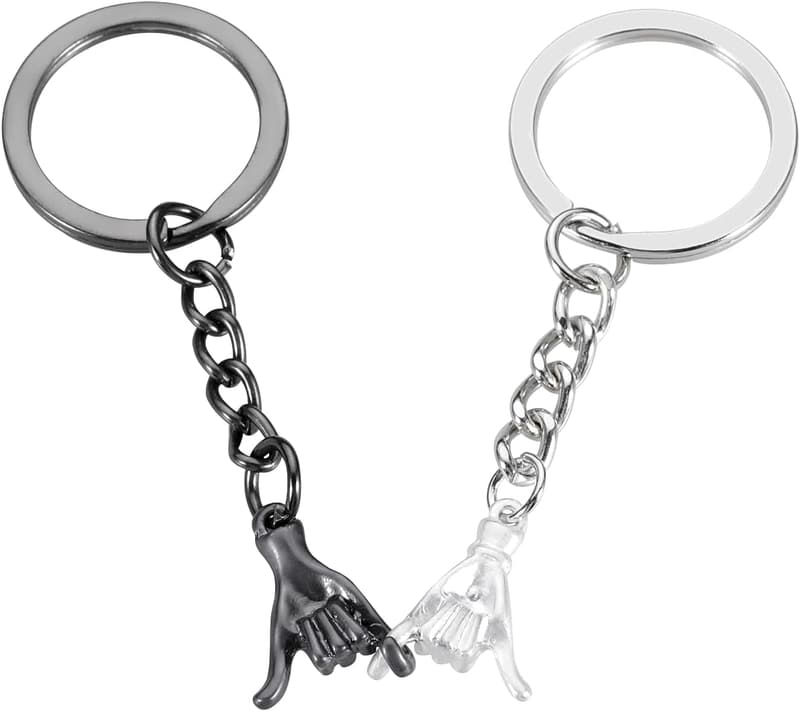 One Year Anniversary Pinky Promise Matching Keychain Set