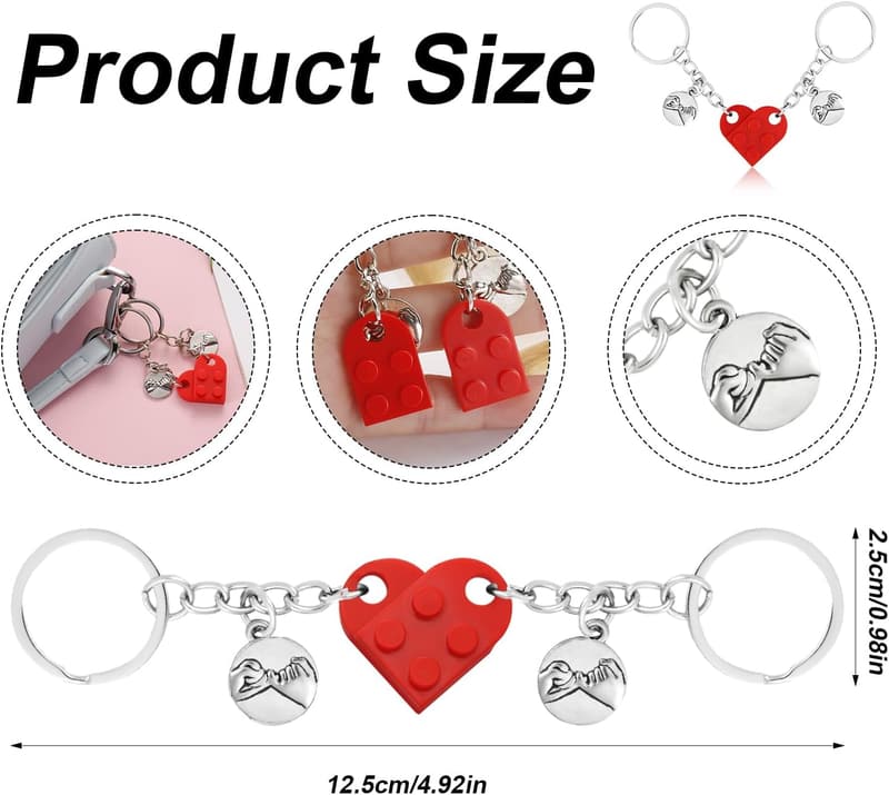 Custom Brick Heart Keychain - Couple & Friendship Gift