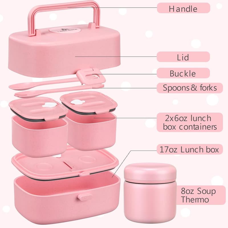Kids' Bento Lunch Box with Soup Thermos and Insulated Bag