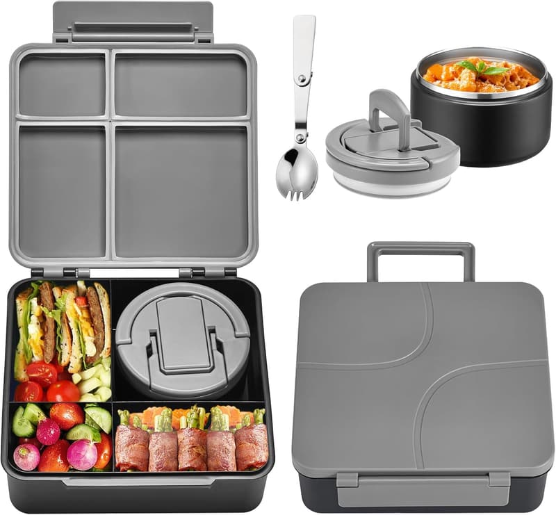 Kids' Insulated Bento Lunch Box with 8oz Soup Thermo - Black