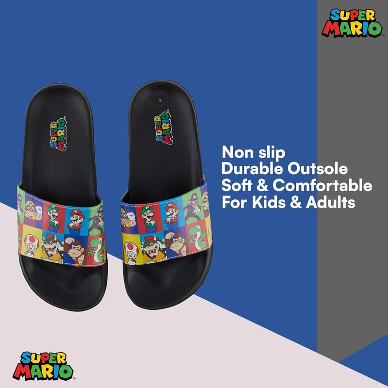 Super Mario Slide Sandals for Men - Mario, Luigi & Friends