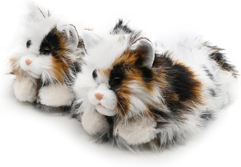 Cozy Faux Fur Cat Plush Slippers for Family