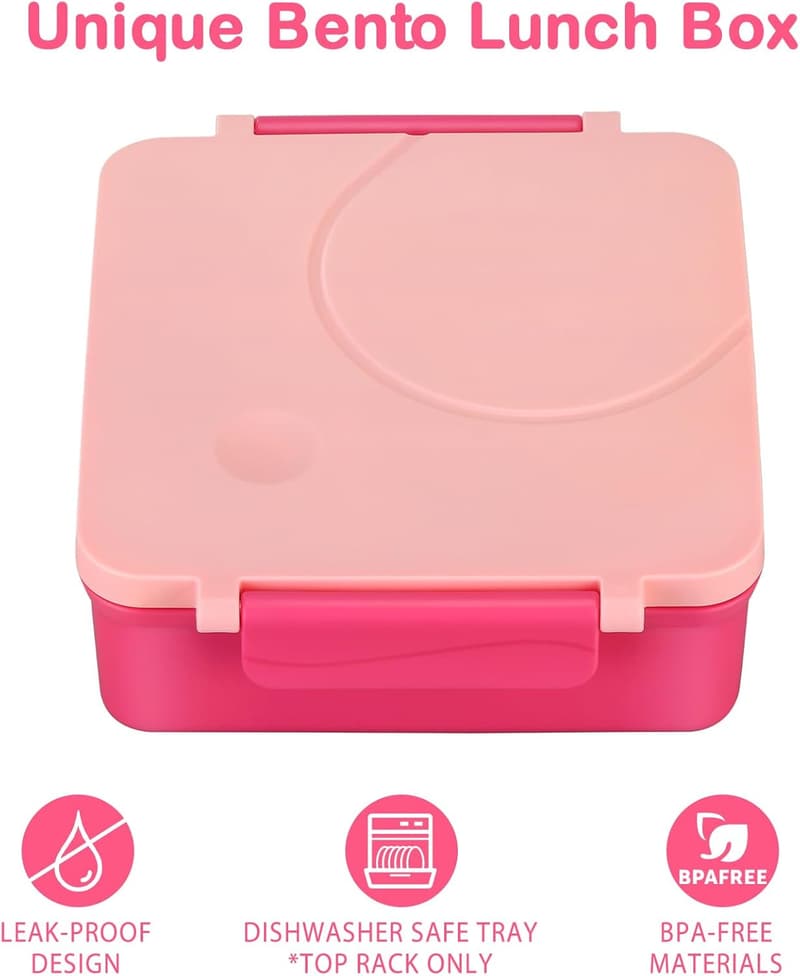 Kids' Bento Lunch Box Set with Insulated Bag & Soup Thermos - Pink