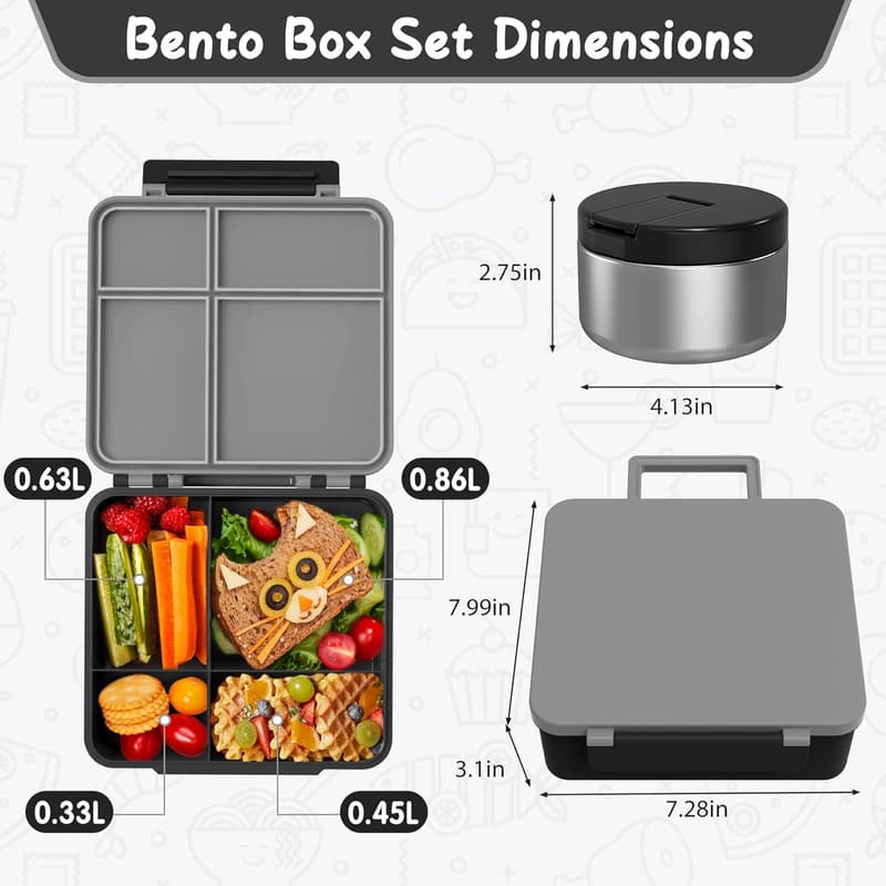 Leak-Proof Bento Lunch Box with Soup Thermo for School