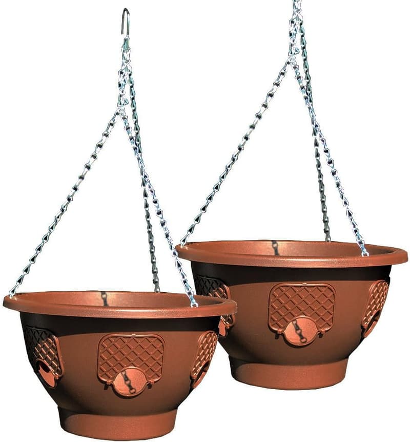Outdoor Hanging Baskets - 2-Pack Planters for Plants, Mocha