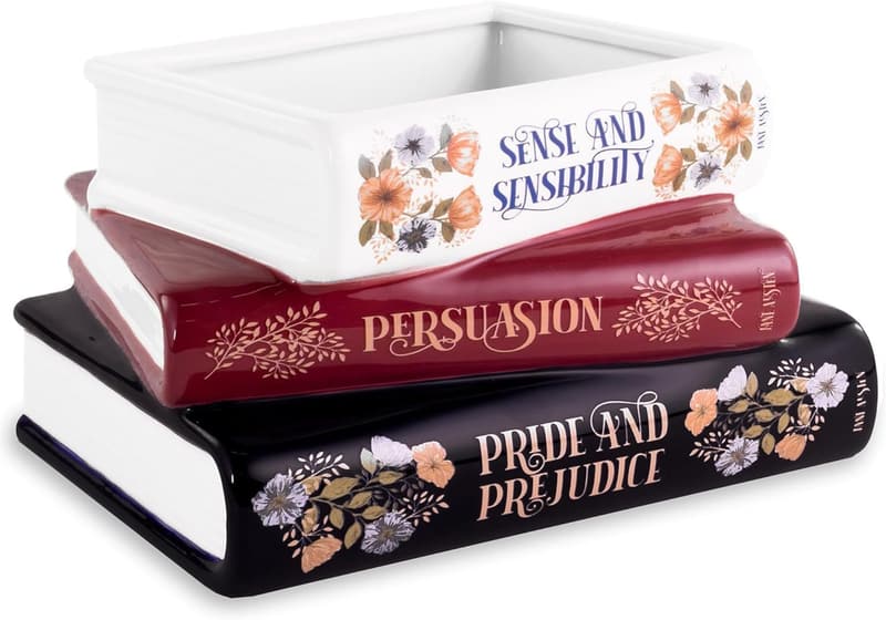 Book-Shaped Ceramic Planter for Home Decor - Jane Austen Design