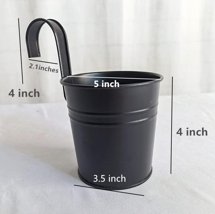 Hanging Flower Pots - 5-Pack Metal Buckets for Indoor/Outdoor Use