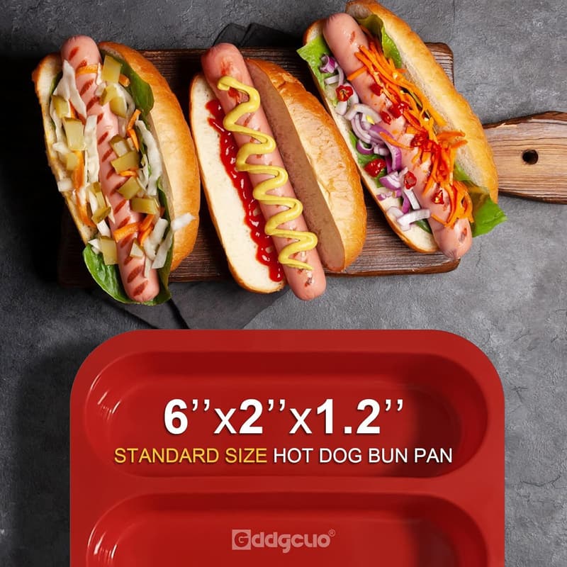 Silicone Hotdog Bun Pan Set - Non-Stick, Dishwasher Safe, 2 Pcs