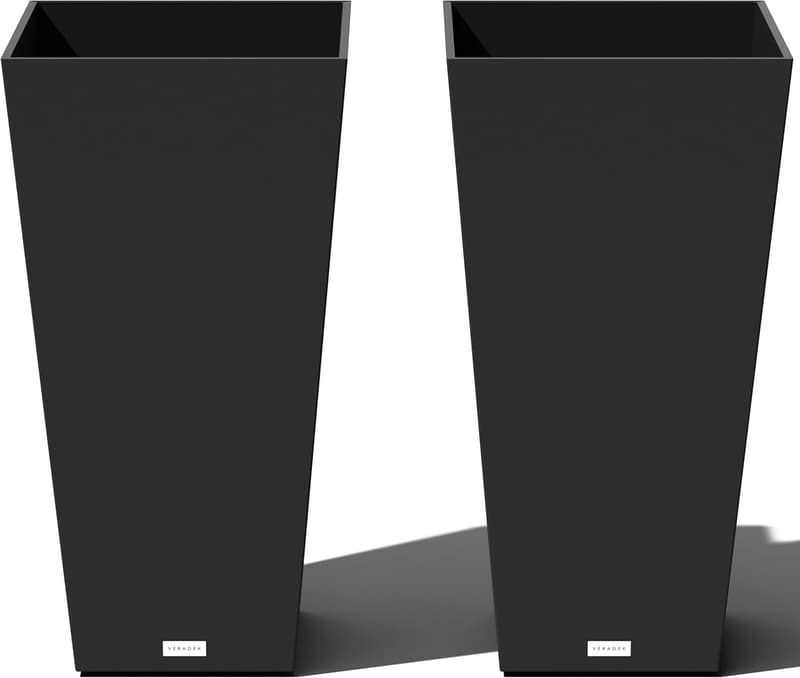 30-Inch Black Taper Planters, Set of 2 for Indoor/Outdoor Use