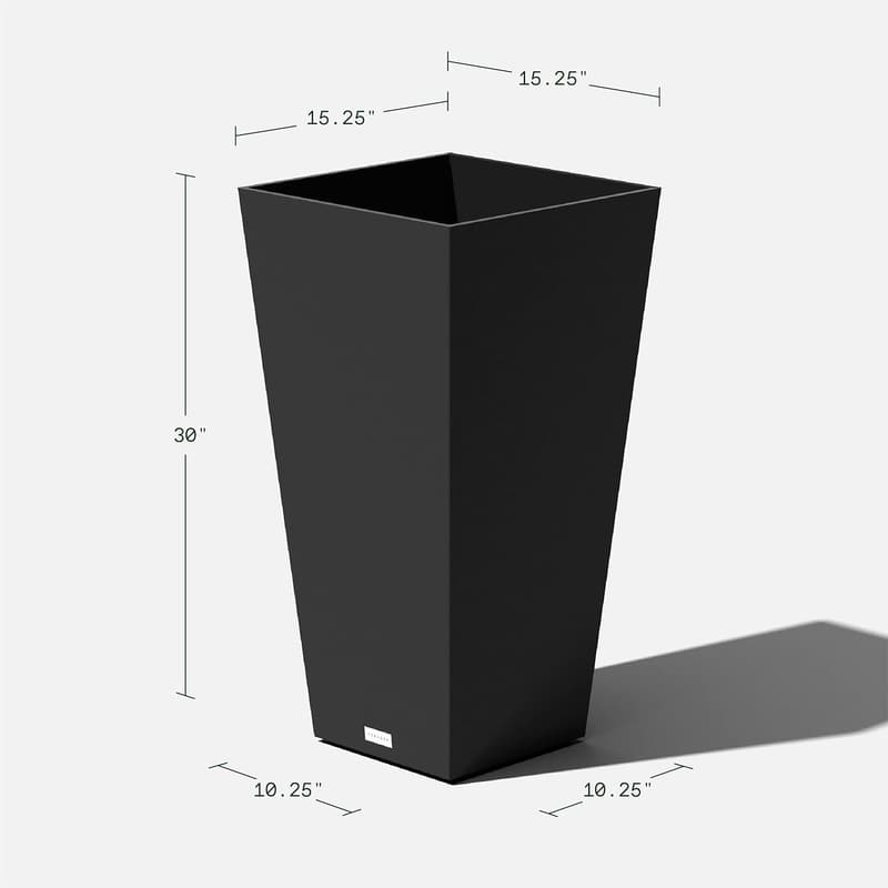 30-Inch Black Taper Planters, Set of 2 for Indoor/Outdoor Use