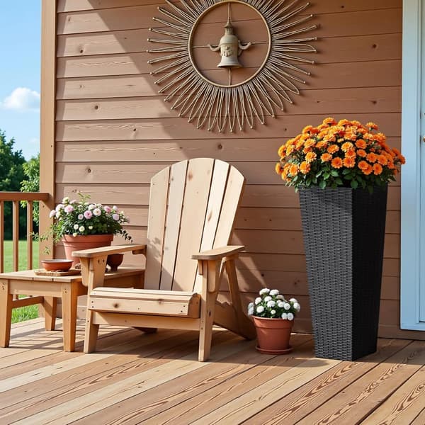 Large Outdoor Resin Planters Set of 2 with Drainage Holes