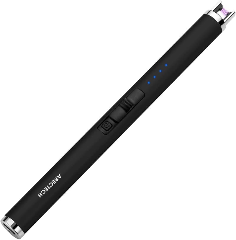 Rechargeable Electric Candle Lighter - Windproof, Type-C, Black