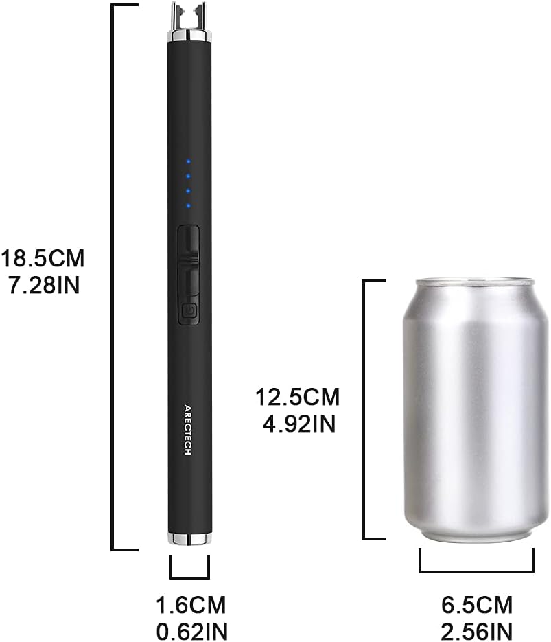 Rechargeable Electric Candle Lighter - Windproof, Type-C, Black