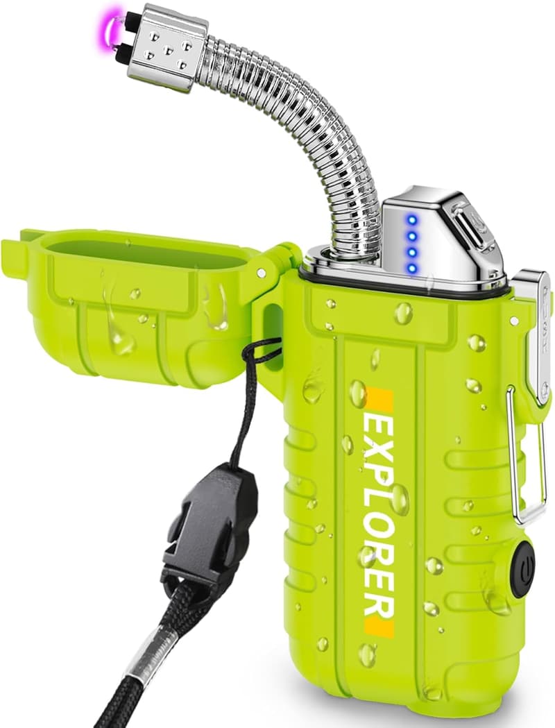 Rechargeable Waterproof Arc Lighter with Flashlight for Camping