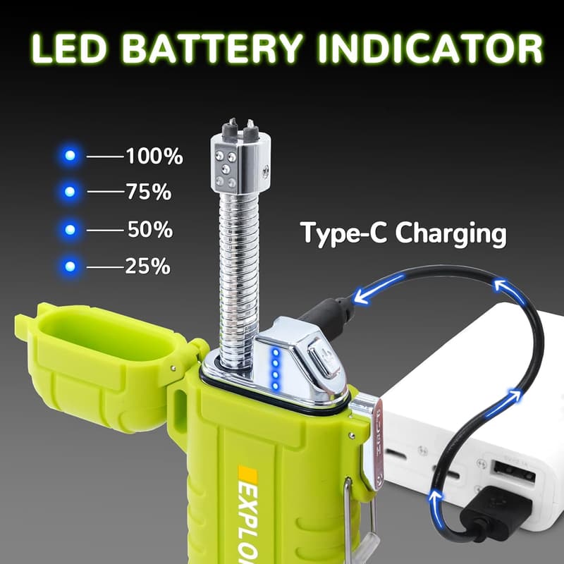 Rechargeable Waterproof Arc Lighter with Flashlight for Camping