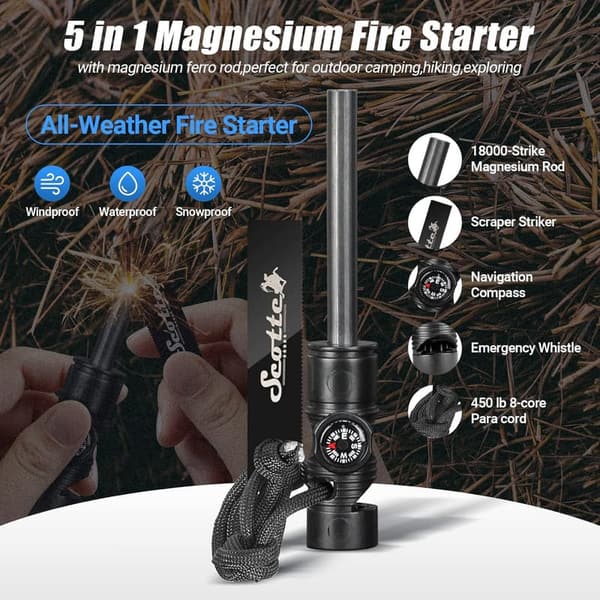 Multi-Function Electric Lighter with LED Flashlight - Black