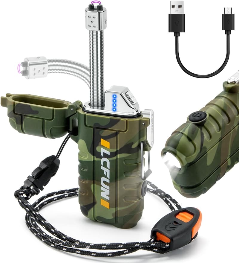 USB Rechargeable Windproof Plasma Lighter for Camping & Survival