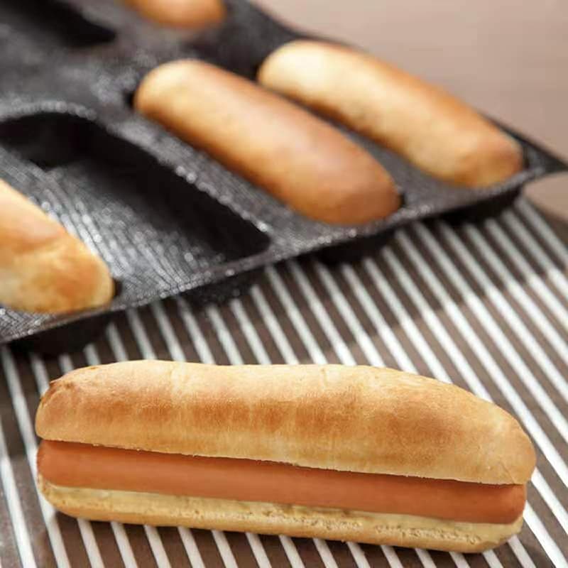 Mini Silicone Hot Dog Bun Mold - Non-Stick Baking Form (12 Loaf)