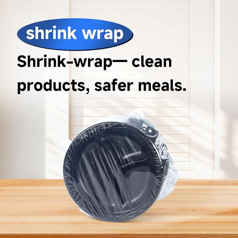 Reusable 9-Inch Plastic Dinner Plates - 150 Pack, 3 Compartments
