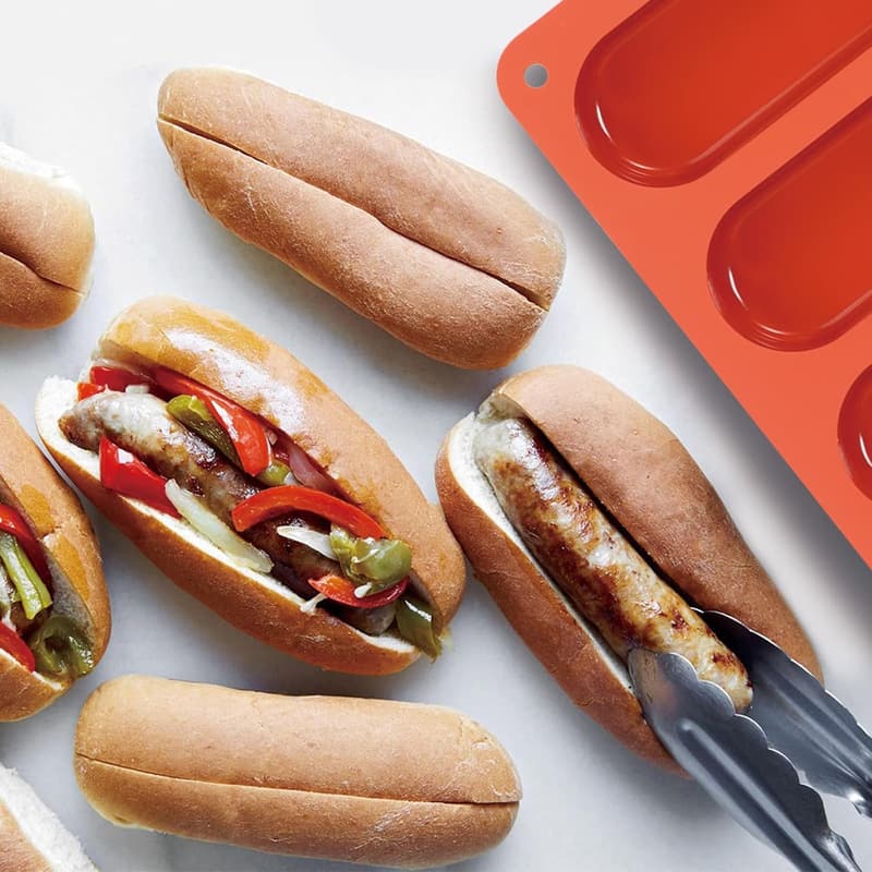 Silicone Hot Dog Bun Pan - 2 Pack Nonstick Baking Molds