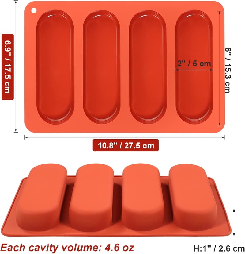 Silicone Hot Dog Bun Pan - 2 Pack Nonstick Baking Molds