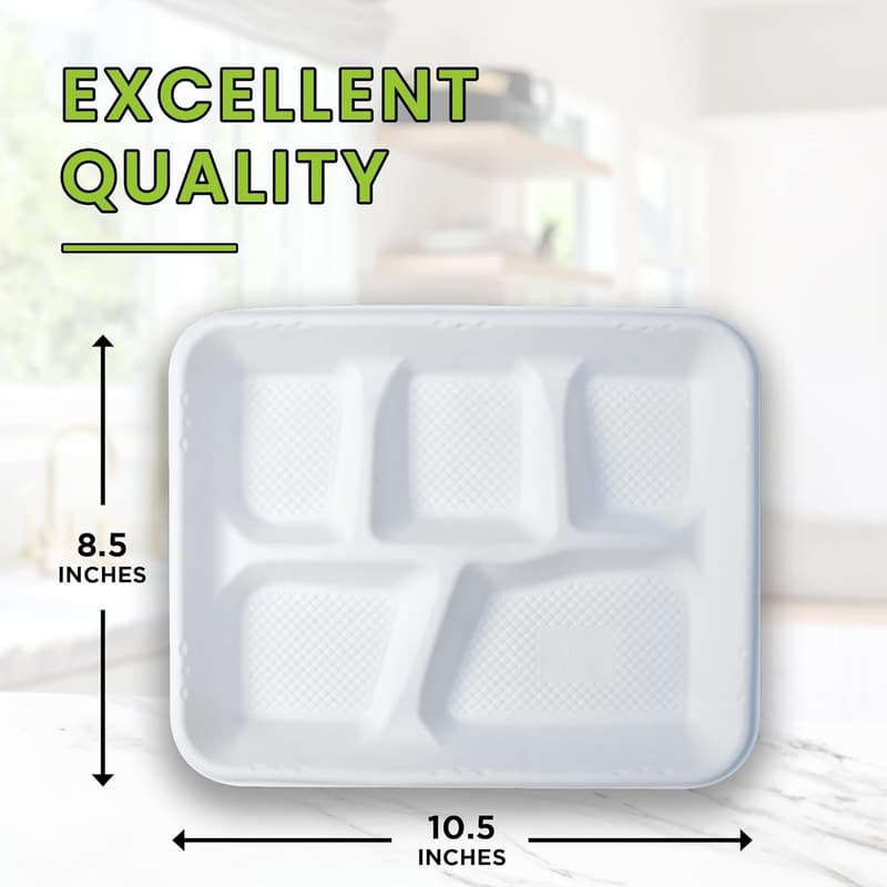 Heavy-Duty Disposable Compartment Plates - 125 Pack
