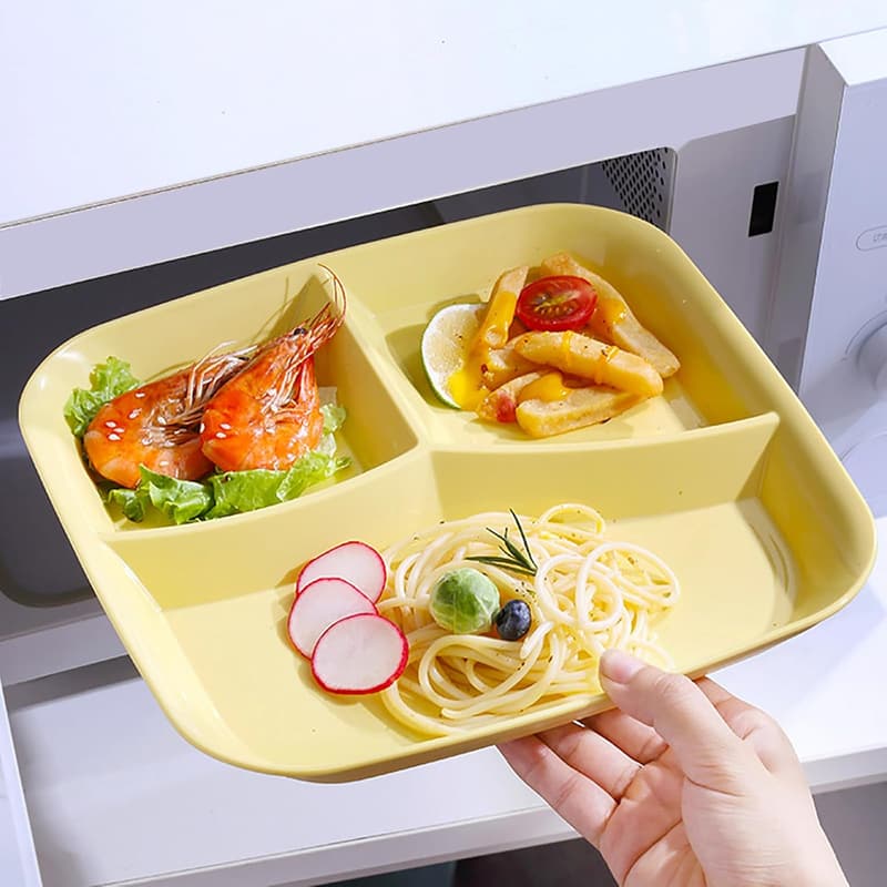 10-Inch Reusable 3-Compartment Plates for Healthy Eating
