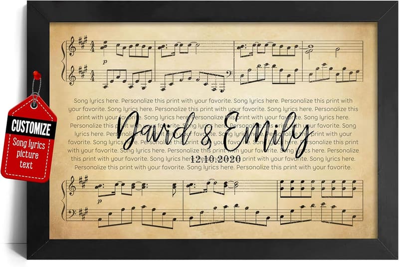 Personalized Song Lyrics Canvas Art for Couples' Anniversary