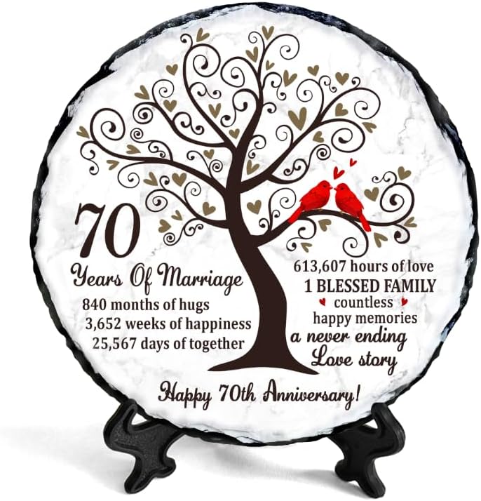 70th Anniversary Slate Plate Gift for Couples