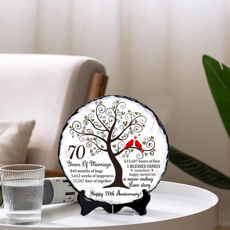 70th Anniversary Slate Plate Gift for Couples