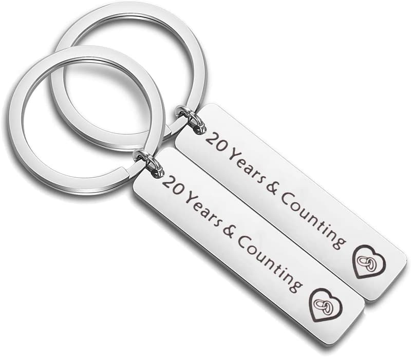 20th Anniversary Couples Keychain Set - Keepsake Jewelry