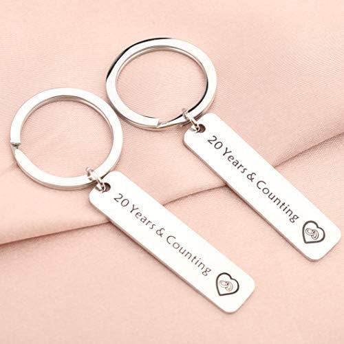 20th Anniversary Couples Keychain Set - Keepsake Jewelry