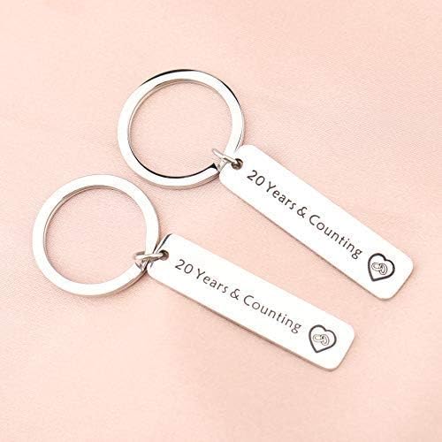 20th Anniversary Couples Keychain Set - Keepsake Jewelry