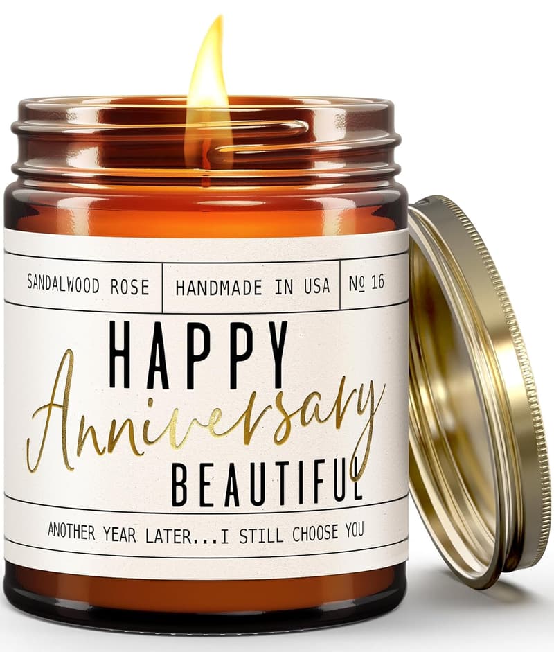 Happy Anniversary Candle for Her - Sandalwood Rose, 50Hr Burn