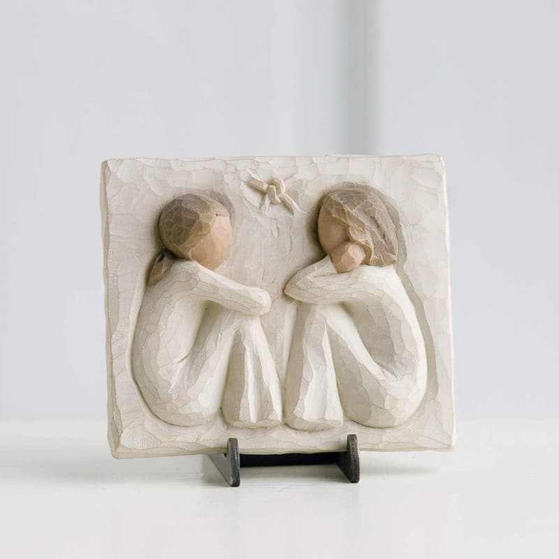 Friendship Plaque - Hand-Painted Carved Bas-Relief Sculpture