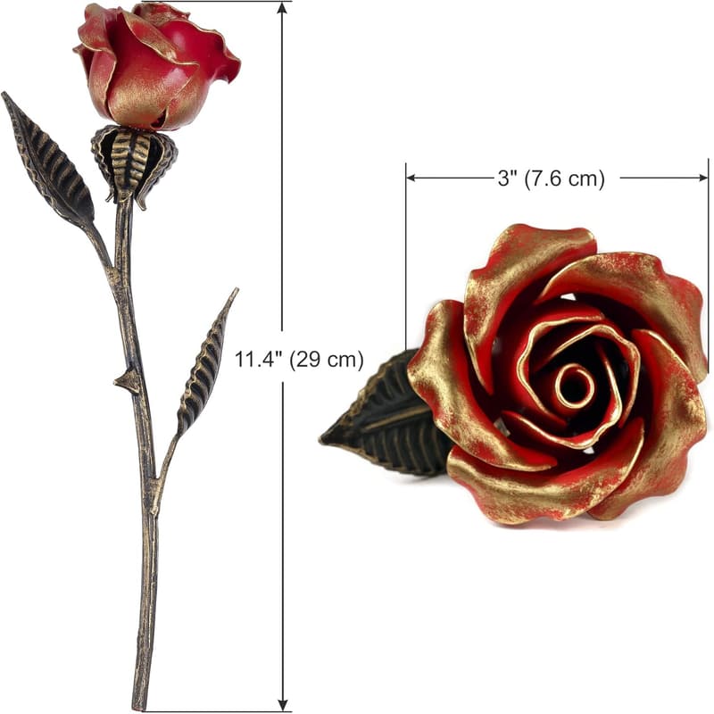 6th Anniversary Hand Forged Wrought Iron Rose Gift for Her