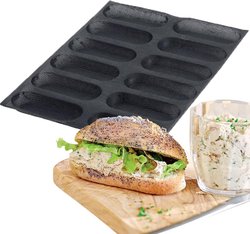 Silicone Baking Mold for Hot Dog Buns and Bread Rolls