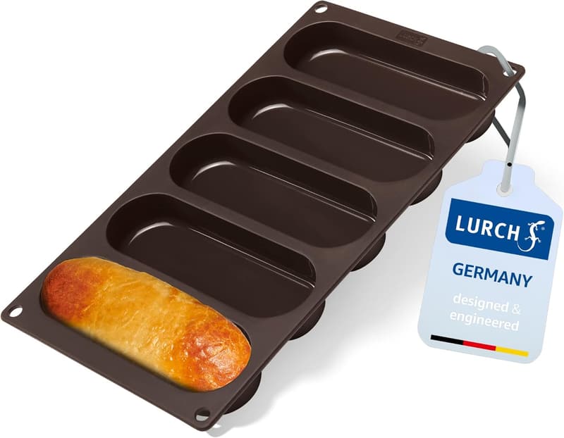 Silicone Hot Dog Bun Mold - Non-Stick Baking Tray, 6-Inch