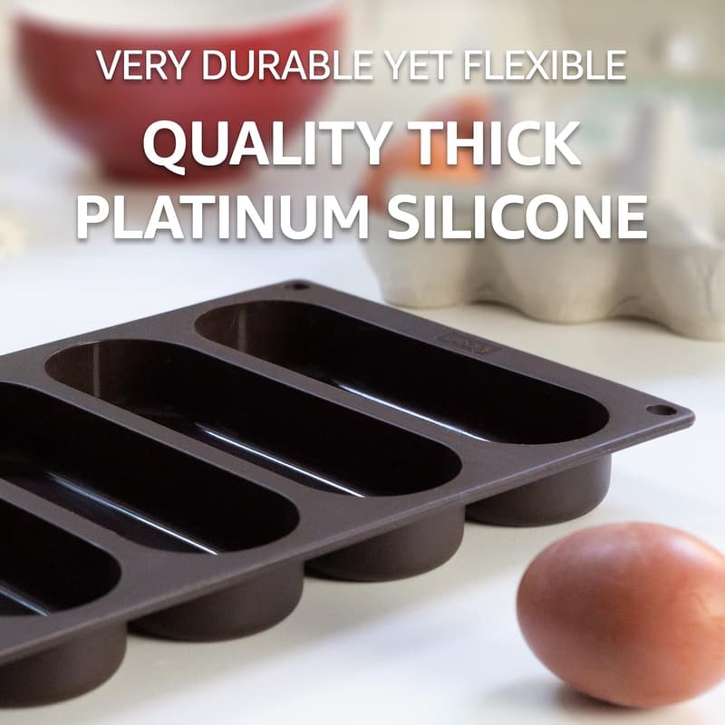 Silicone Hot Dog Bun Mold - Non-Stick Baking Tray, 6-Inch