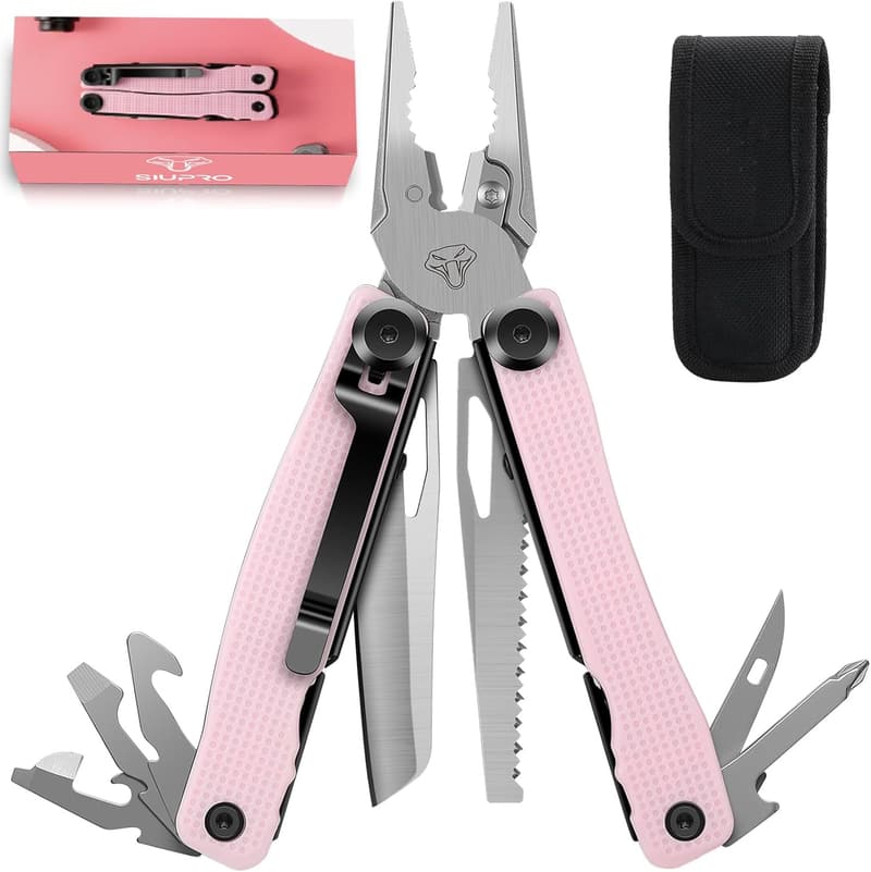 Fathers Day Pocket Multitool Knife with Clip & Pouch