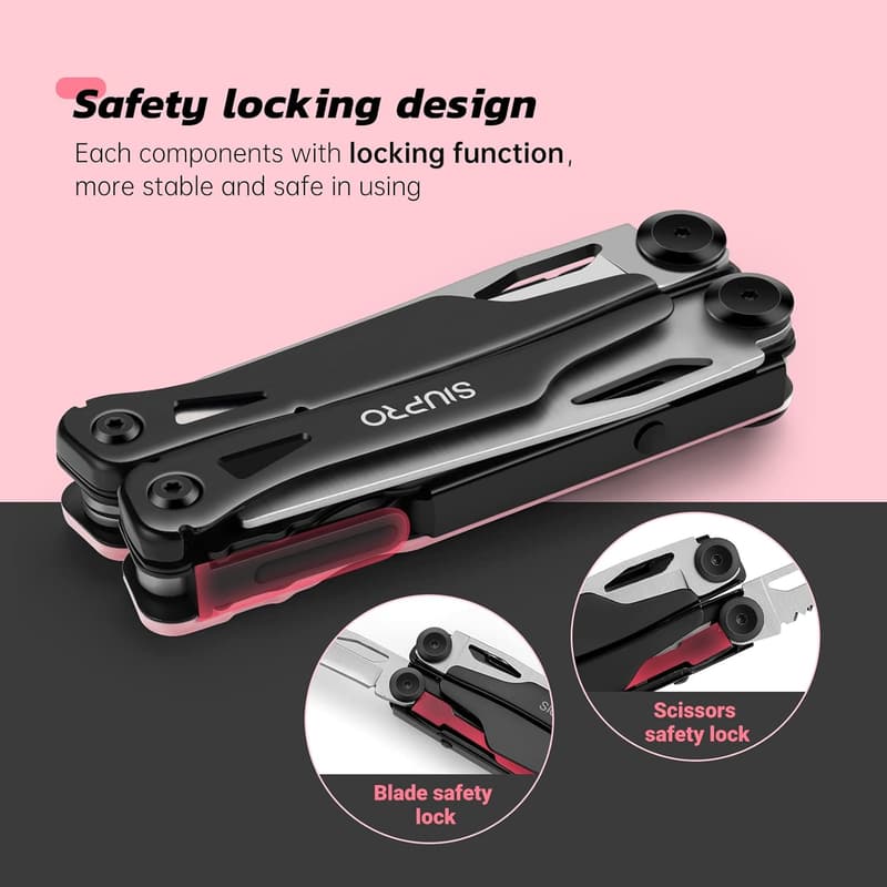 Fathers Day Pocket Multitool Knife with Clip & Pouch