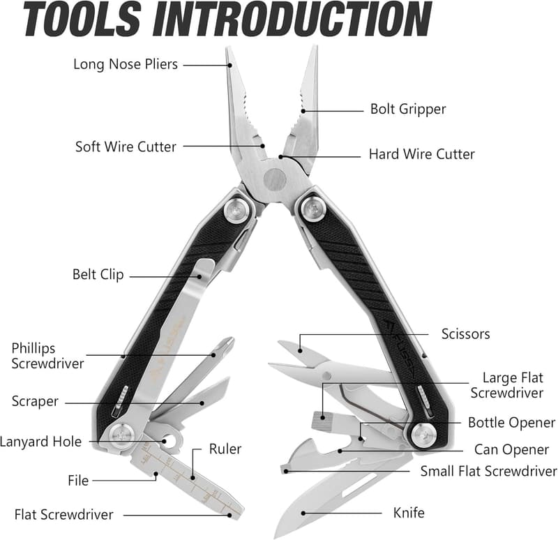 16-in-1 Stainless Steel Multi-Tool for Dad, Camping EDC