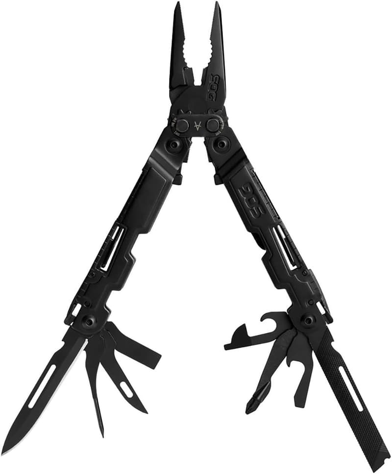 Lightweight One-Handed Stainless Steel Multi-Tool - 18 Tools, Black